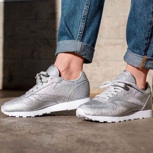 Reebok Shoes - Reebok Classic Silver Glitter Sneakers